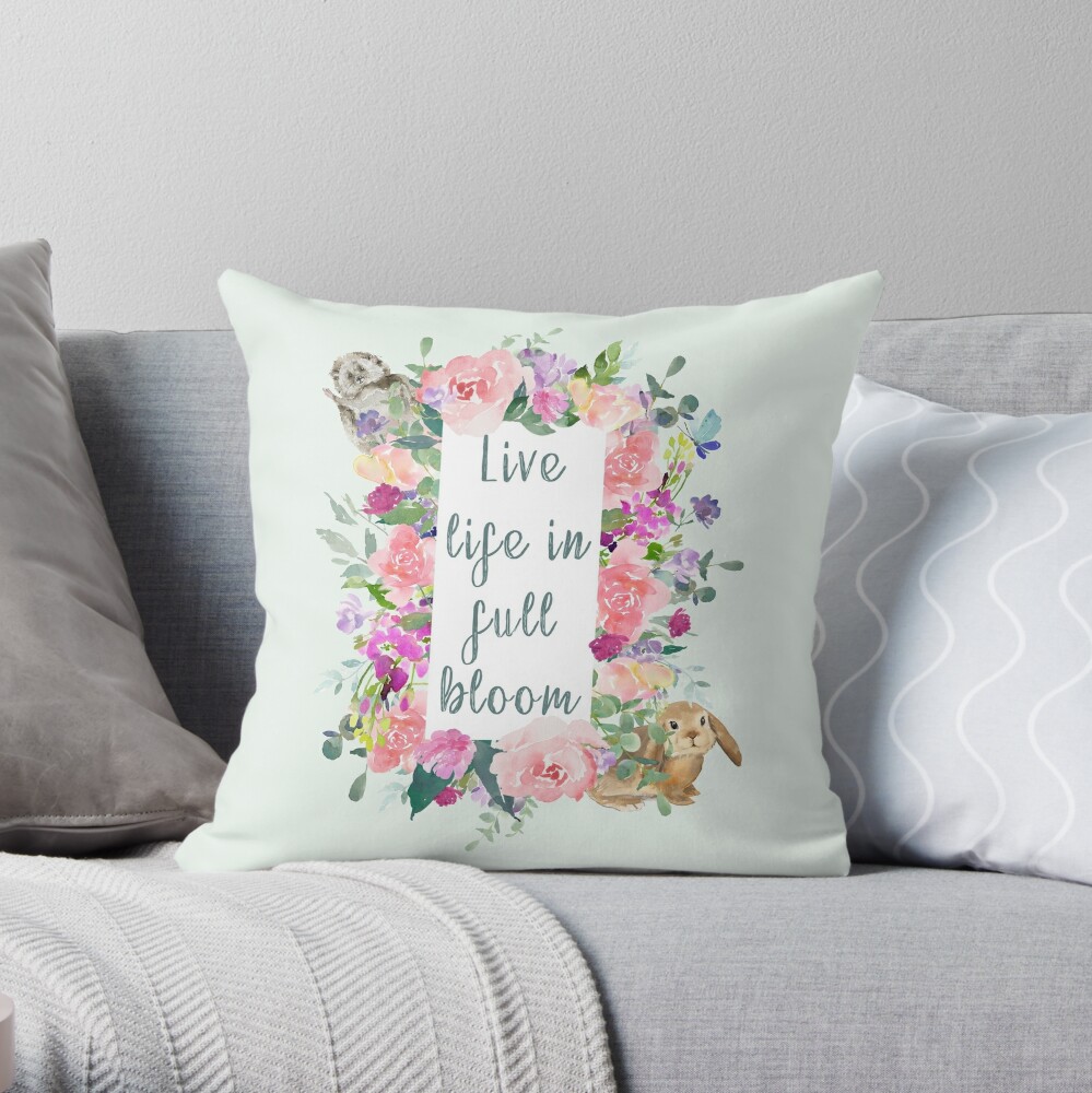 floral, woodland, throw pillow, for girls, room, bedroom, playroom, nursery